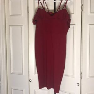Strappy, Off-the-Shoulder, Burgundy Dress